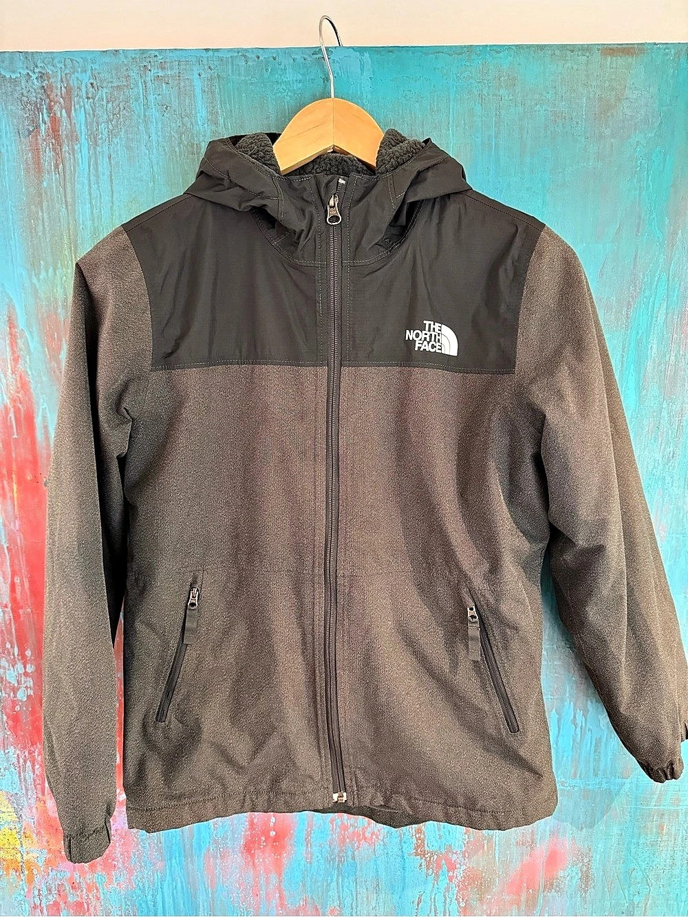 North Face Boys DryVent Hooded Jacket w/ matching fleece zip-up (14/16)